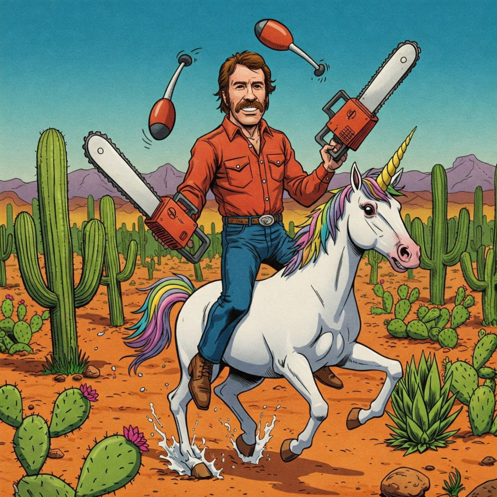 Chuck Norris riding a unicorn — Chuck Norris Jokes mascot